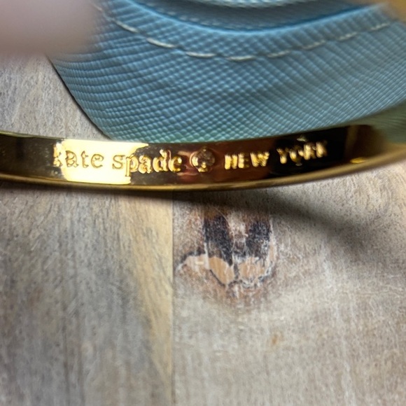 Kate Spade ♠️ Gold, White Enamel, and Crystal Bangle Bracelet - Picture 3 of 8